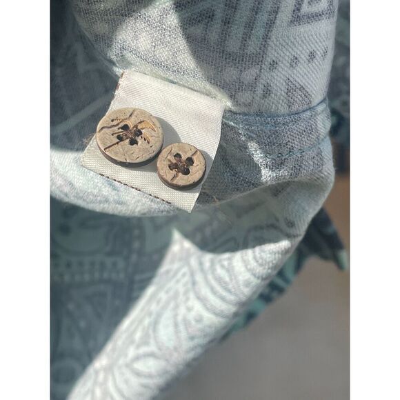 Caribbean Mens Button Up Hawaiian Shirt Size Large Blue Floral Silk Short Sleeve - Picture 8 of 12